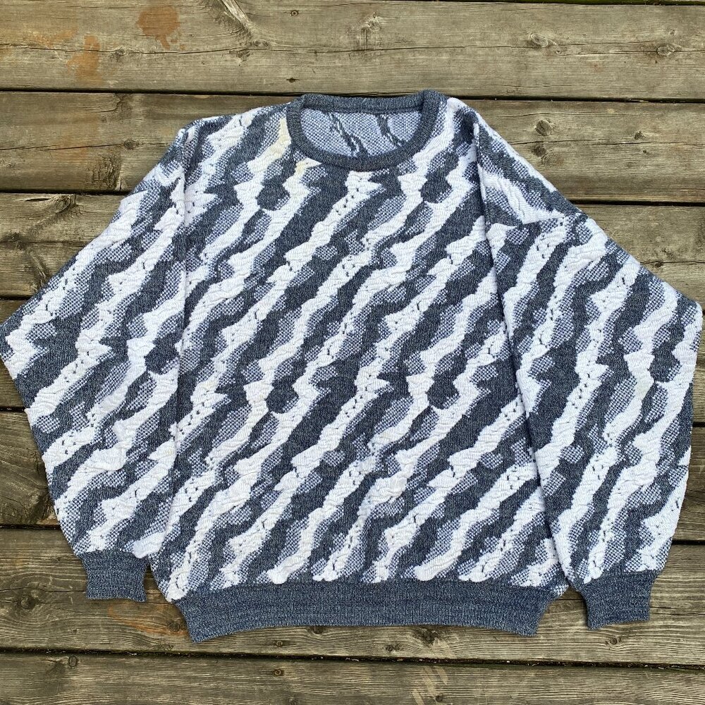Vintage 90s Coogi Style 3D Knit Sweater Medium